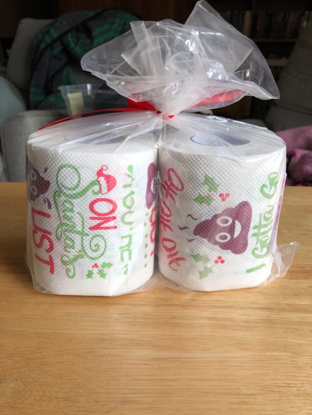 Christmas Toilet Paper 2-Pack On Santas List Gag Gift Holiday Decor Tissue
